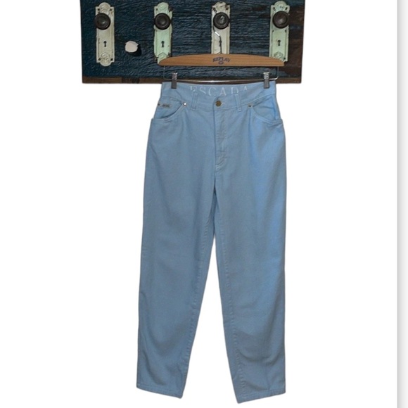 Vintage Escada One Powder Blue High Waist Tapered Jeans Size 38 - Picture 2 of 16